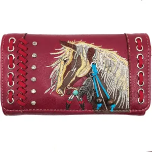 Justin West Dales Pony Horse Embroidery Mane Western Country Women's Crossbody Wallet
