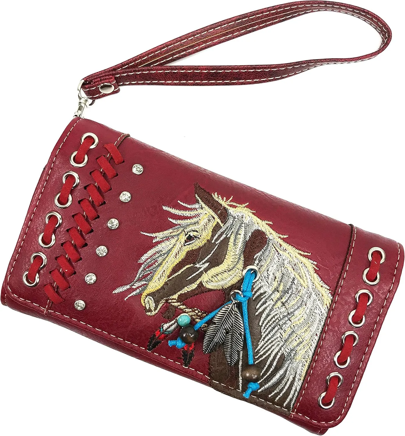 Justin West Dales Pony Horse Embroidery Mane Western Country Women's Crossbody Wallet