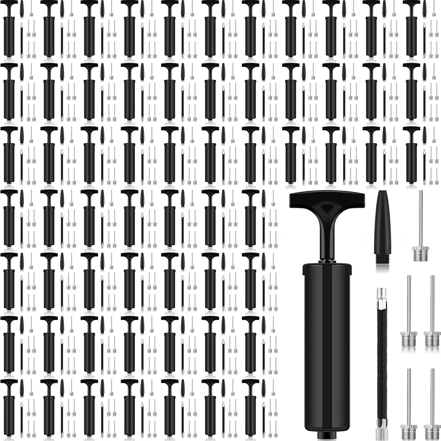 Jutom 200 Sets Portable Ball Pump Kit Include Needle Nozzle Extension Hose Hand Air Ball Pump Inflation Kit for Sports Ball Balloon Basketball Soccer Football Rugby Back to School