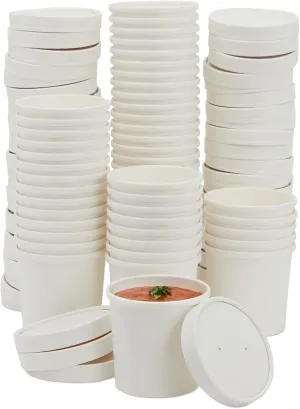 Juvale Sustainable Greetings 50-Pack 12 oz Disposable Soup Containers with Lids - To Go Paper Bowls for Food, Chili Cups, Ice Cream (White, 3.5x3.6 Inch) - Soup Bowls - Ice Cream Containers