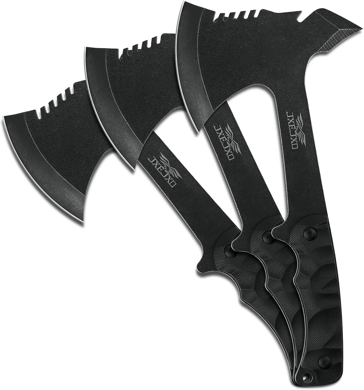 JXE JXO Throwing Axes, 10.1in Overall w/ 3.7in Blade, Full Tang 420HC Stainless Steel Tomahawk, Design for Hawks