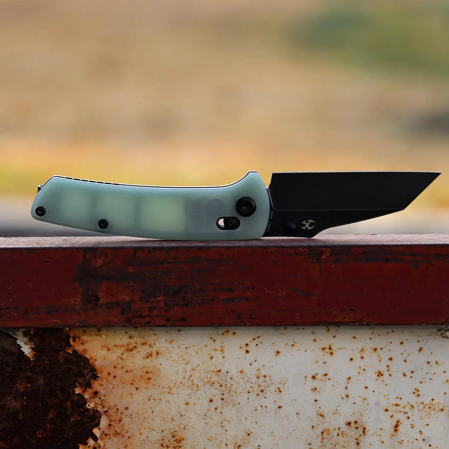 KANSEPT Main Street Pocket Folding Knife, 3.36''Black Ticn Coated 154CM Sharp Steel Blade, Jade G10 Handle with Axis Lock and Thumb Stud, Perfect Clip for Camping Hiking Fishing Everyday Carry T1015v7