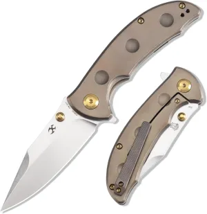 KANSEPT Rei Premium Pocket Folding Knives for Men EDC Pocket Knife 3.3'' CPM 20CV Blade Excellent Folding Knife with Orange Peel Bronze Anodized Titanium Handle EDC K1061A2