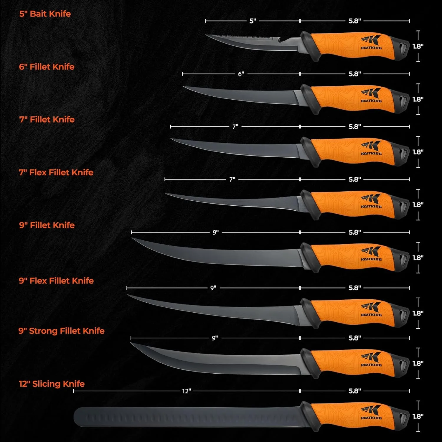 KastKing Speed Demon Pro Fillet Knife - Razor Sharp G4116 German Stainless-Steel Blade, Professional Level Knives for Filleting and Boning, Non-Slip Handles, Includes Protective Sheath