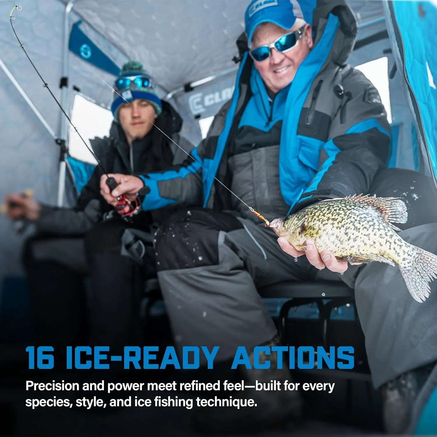 Katana Medium Heavy Ice Fishing Rod – Solid 30T Graphite Carbon Blank, Lightweight Tsuka Handle, Oversized Fly Guides, Power & Sensitivity for Big Winter Catches