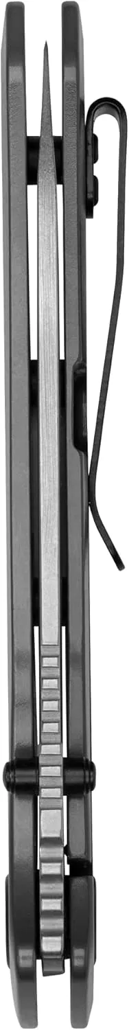 Kershaw Grid Folding Pocket Knife, Large 3.7 inch Stainless Steel Stonewashed Blade, Steel Handle, Assisted Opening, Pocketclip