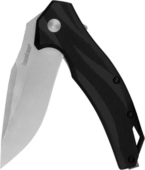Kershaw Lateral Folding Pocket Knife, 3.1 inch Stonewashed Blade, Pocketclip,BLACK