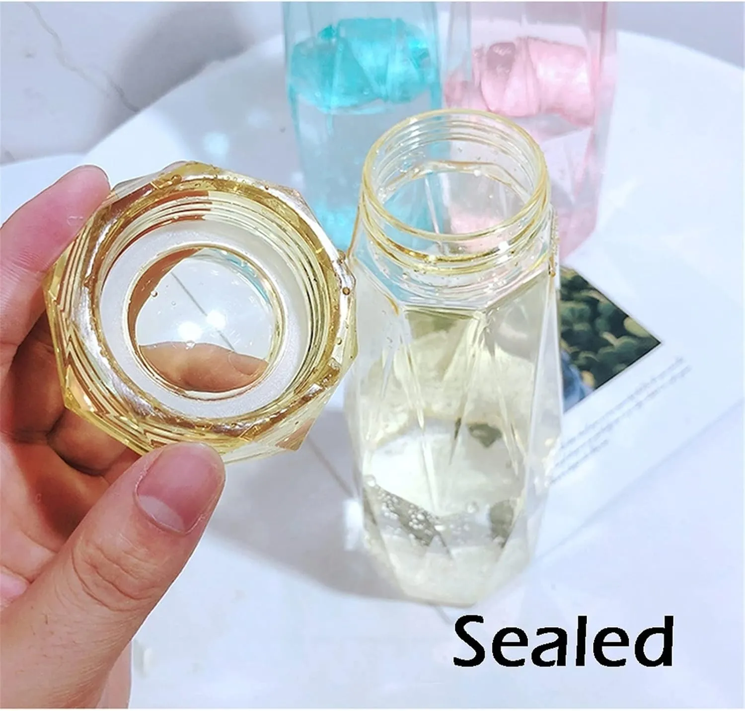 kettles Simple Portable Water Botttles,Creative Plastic Durable Sports Bottle,Clear Outdoor Cup-Leak Proof,Wide Mouth Transparent canteen(D)