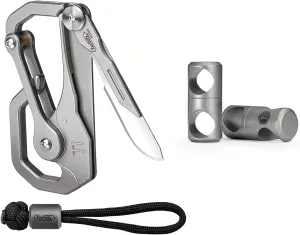 KeyUnity KU00 Quick Release Ti Carabiner & KA07 Swivel Key Clip Split Ring Connector Bundle