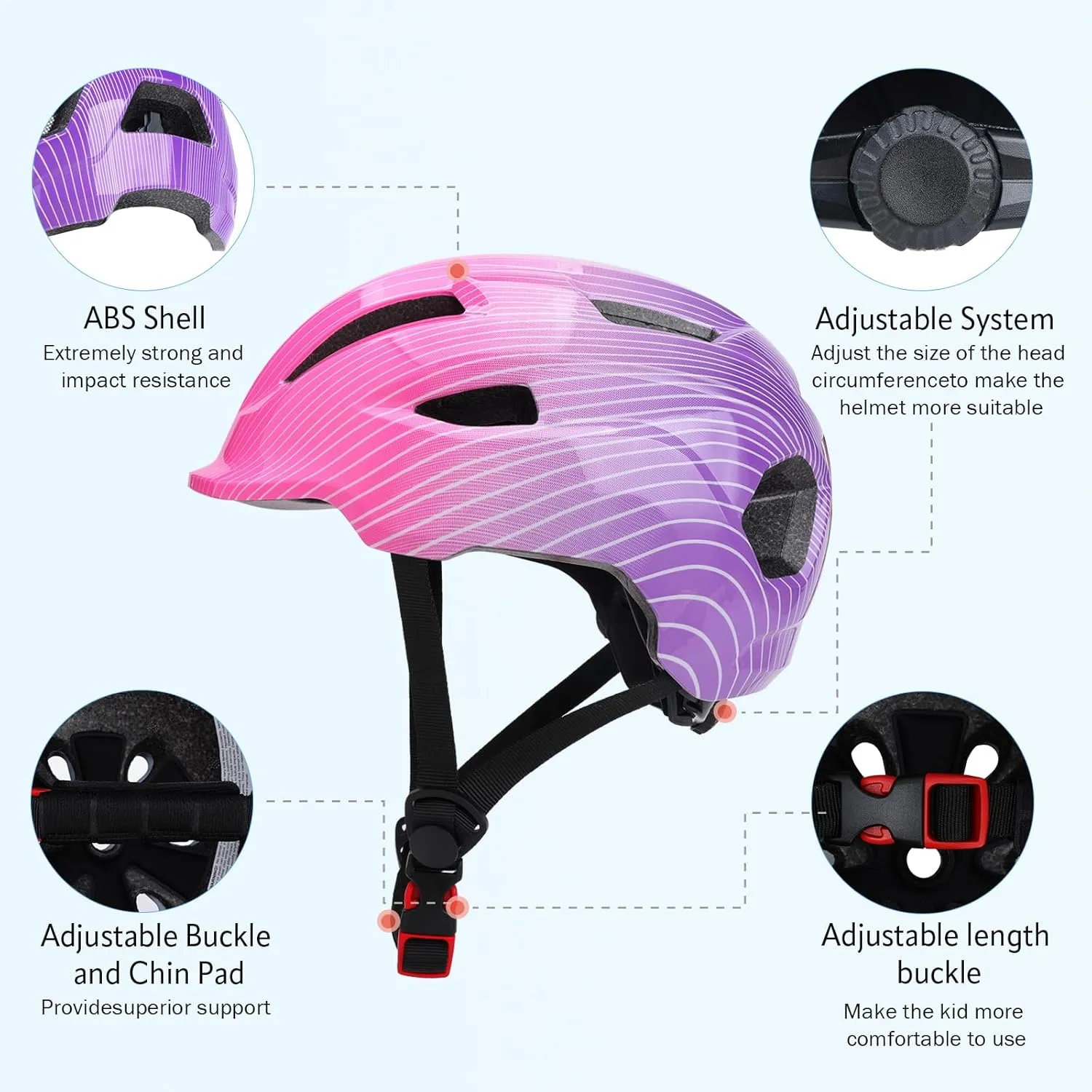 Kids Bike Helmet, Adjustable Toddler Helmets Ages 3-5/4-6/5-8 Girls & Boys, Safe Kids Helmet with Removable Liners for Youth Cycling/Skateboarding/Roller Inline Skating/Scooter