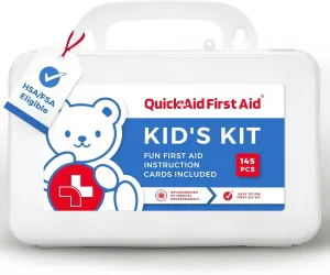Kids First Aid Kit for Home/Business, Mini Travel First Aid Kit | HSA/FSA Eligible Emergency Kit | Small First Aid Kit for Car | Camping First Aid Kit Hiking | Survival Medical Kit – 145 Pcs