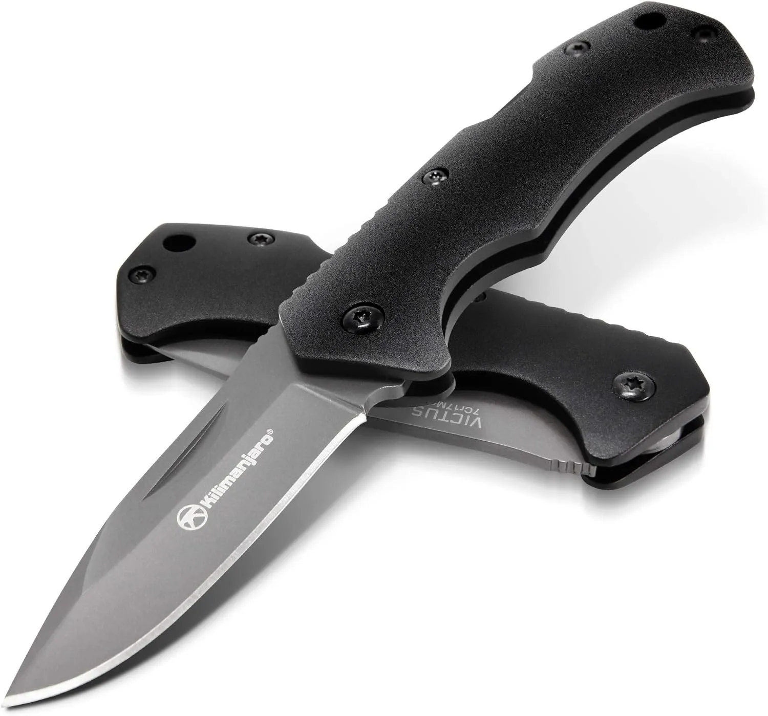 Kilimanjaro Victus Folding Knife, Drop Point Titanium Nitride Coated Blade, One Size