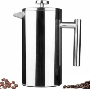 Kingnice 8 Cup Camping Stainless Steel Tea or Coffee French Press Coffee Maker, Thick Durable Non-slip (1000 ml, 34 oz)