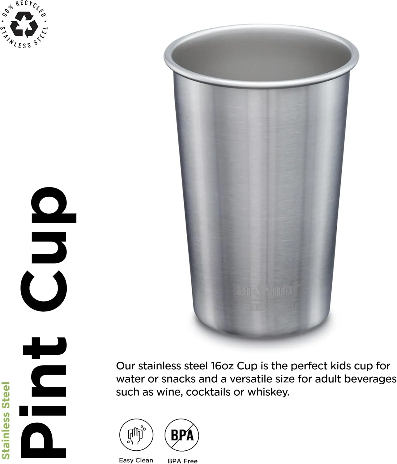 Klean Kanteen 16-Ounce Stainless Steel Pint Cup (1 unit)