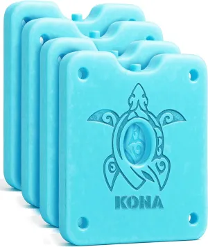 Kona Large Reusable Ice Packs for Coolers – Cooler Ice Packs with Turtle Design for Long-Lasting Cold, Freezer Packs, Ice Packs Cooler – Ideal for Camping, Travel, and Lunchboxes (Set of 4)