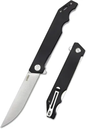 KUBEY Pylades KU253A Folding Pocket Knife, 4.65-Inch AUS-10 Plain Blade, G-10 Handle Camping Hiking Knife with Deep Carry Pocket Clip