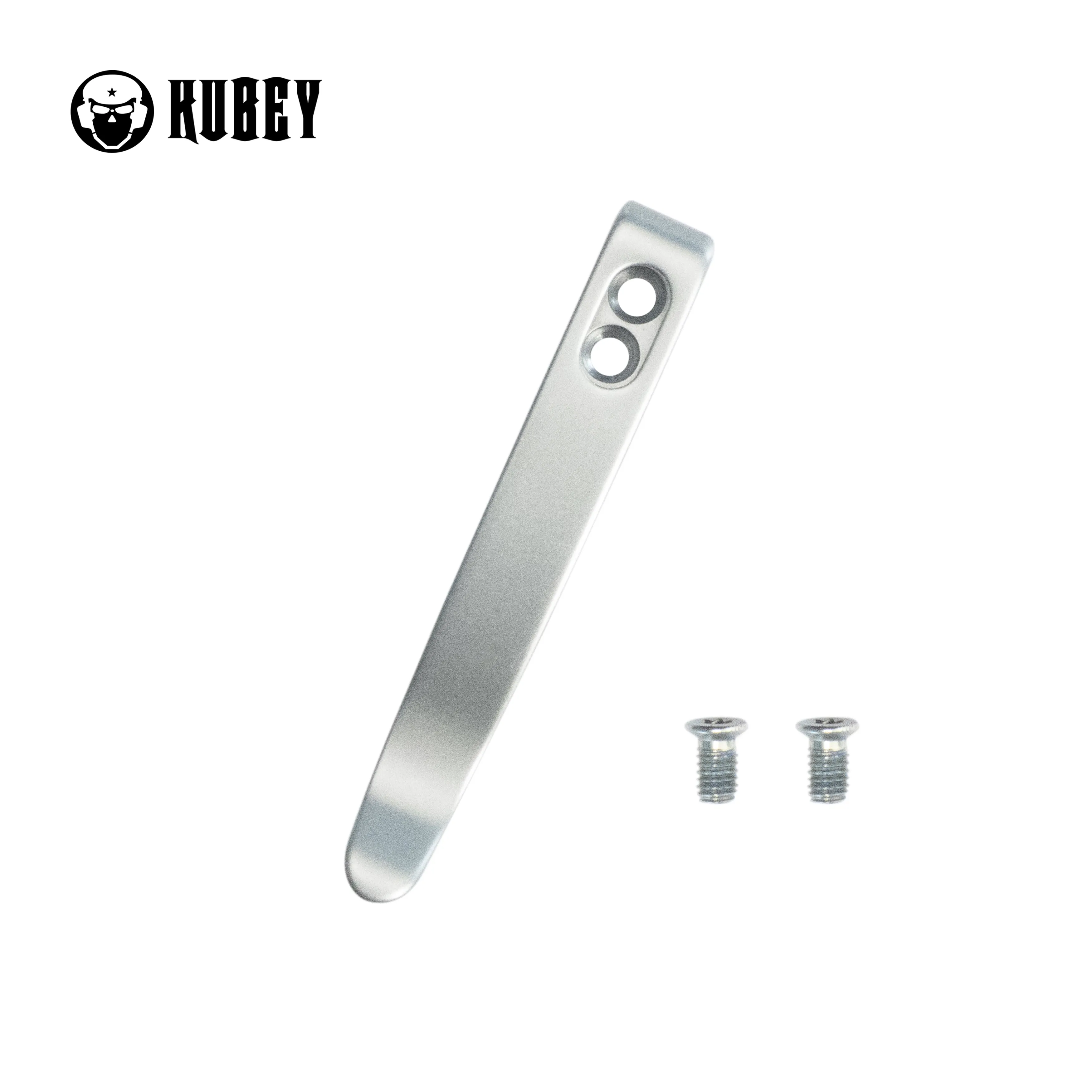 Kubey Titanium Deep Carry Reversible Clip for Folding Knives, 1 Piece with 2 Screws, Grey, KH010