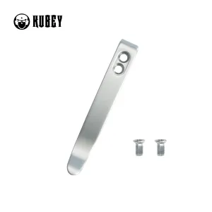 Kubey Titanium Deep Carry Reversible Clip for Folding Knives, 1 Piece with 2 Screws, Grey, KH010