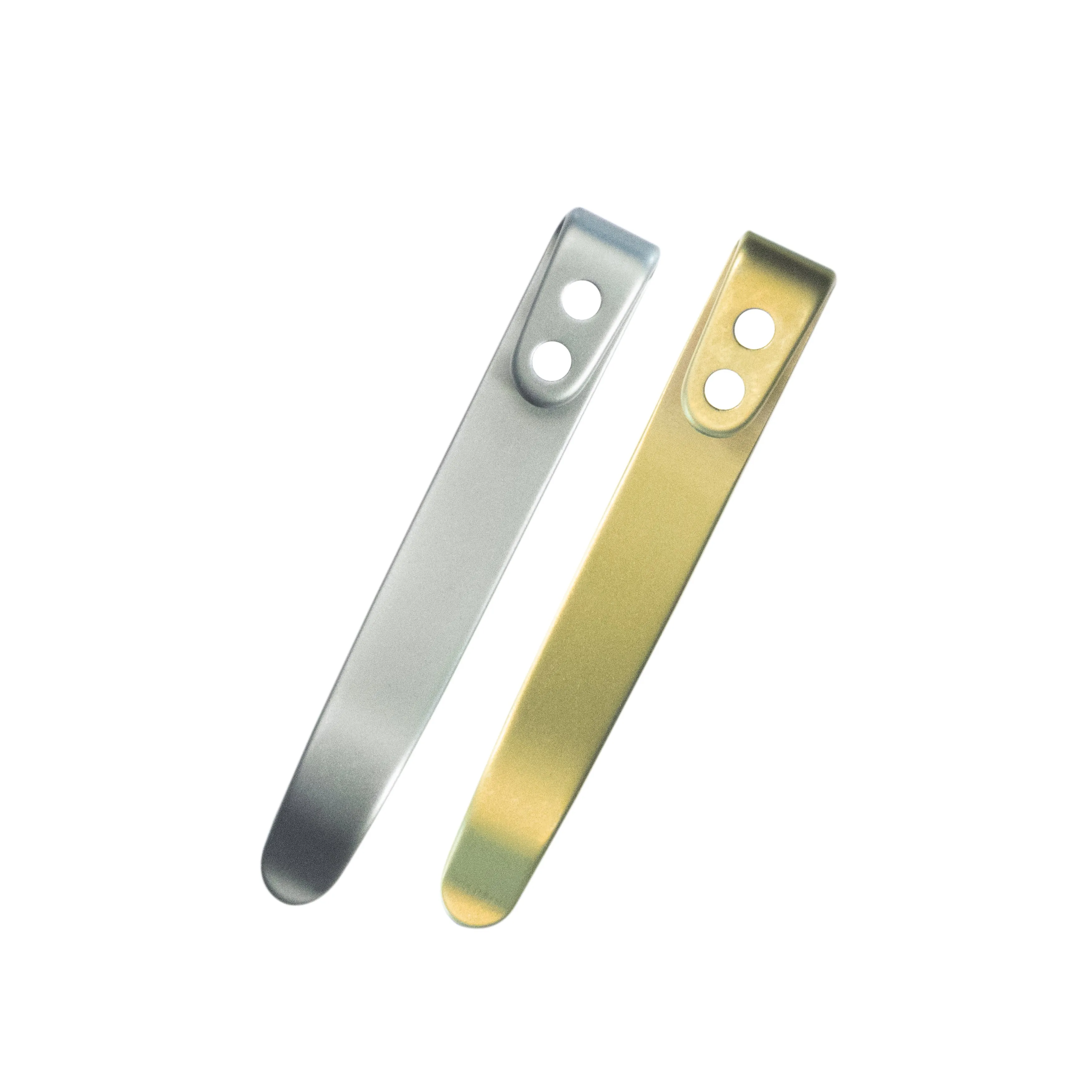 Kubey Titanium Deep Carry Reversible Clip for Folding Knives, 2 Pieces with 4 Screws, Grey/Gold, KH022