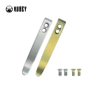 Kubey Titanium Deep Carry Reversible Clip for Folding Knives, 2 Pieces with 4 Screws, Grey/Gold, KH022