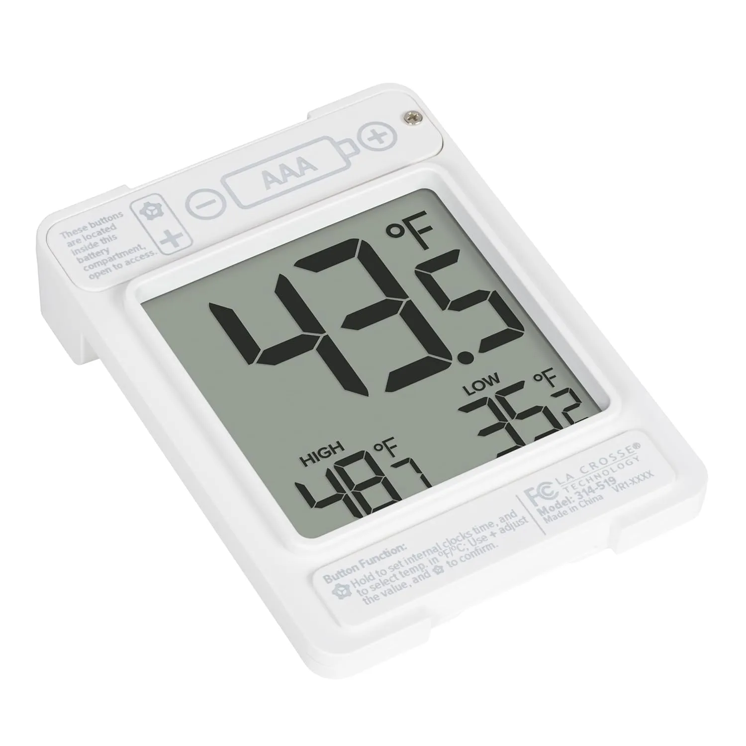 La Crosse Technology 314-519 Digital Window Battery Operated Thermometer with Daily Records