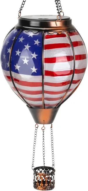 Larekook Solar Hot Air Balloon - American Flag Solar Lanterns Outdoor Hanging Waterproof for Garden Yard Patio 4th of July Decoration，Memorial Day Independence Day Decorations