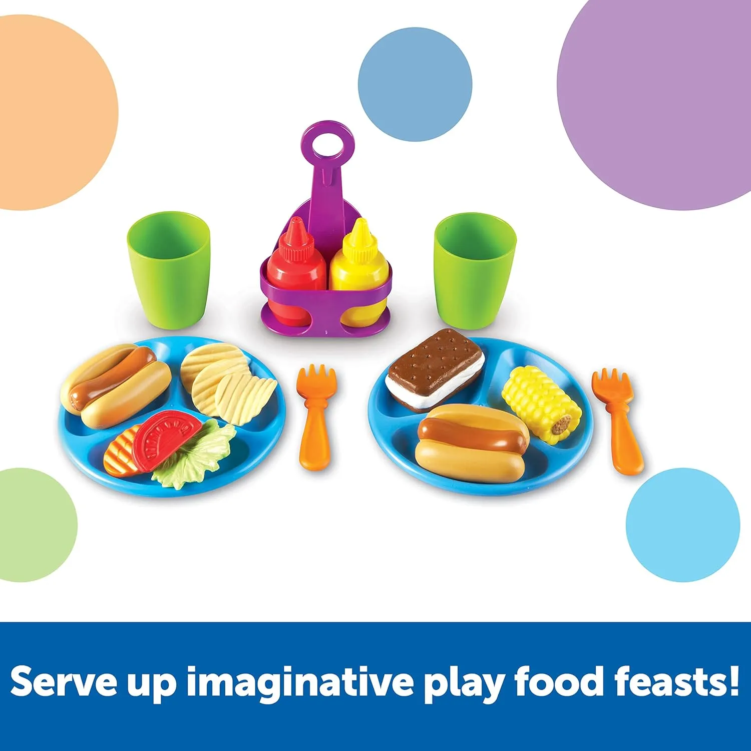 Learning Resources New Sprouts Cookout! ,19 Pieces, Ages 18  Months, Barbecue Set, Pretend Play Food for Toddlers
