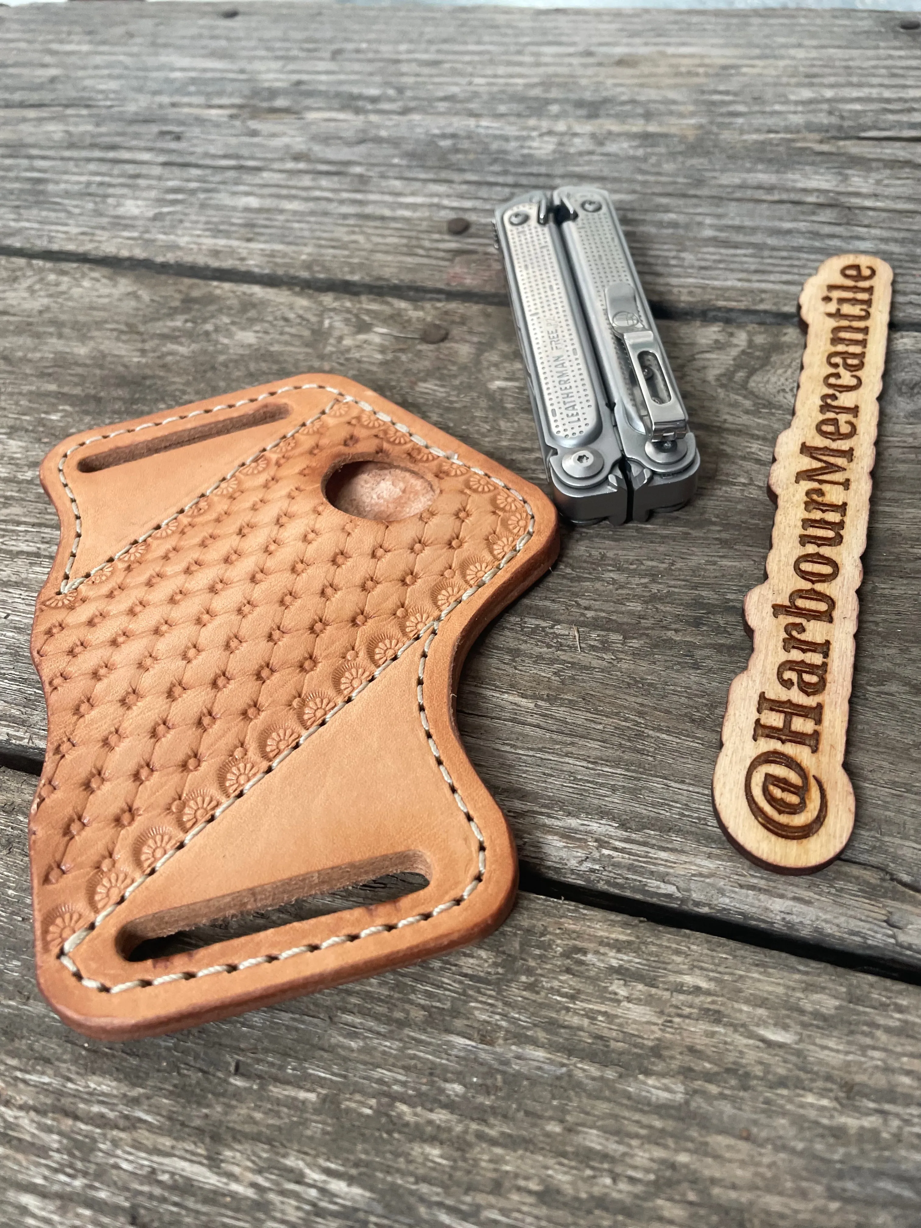 Leatherman sheath multi tool sheath Gerber sheath Leather Tool Organizer with slide up hole Made in USA