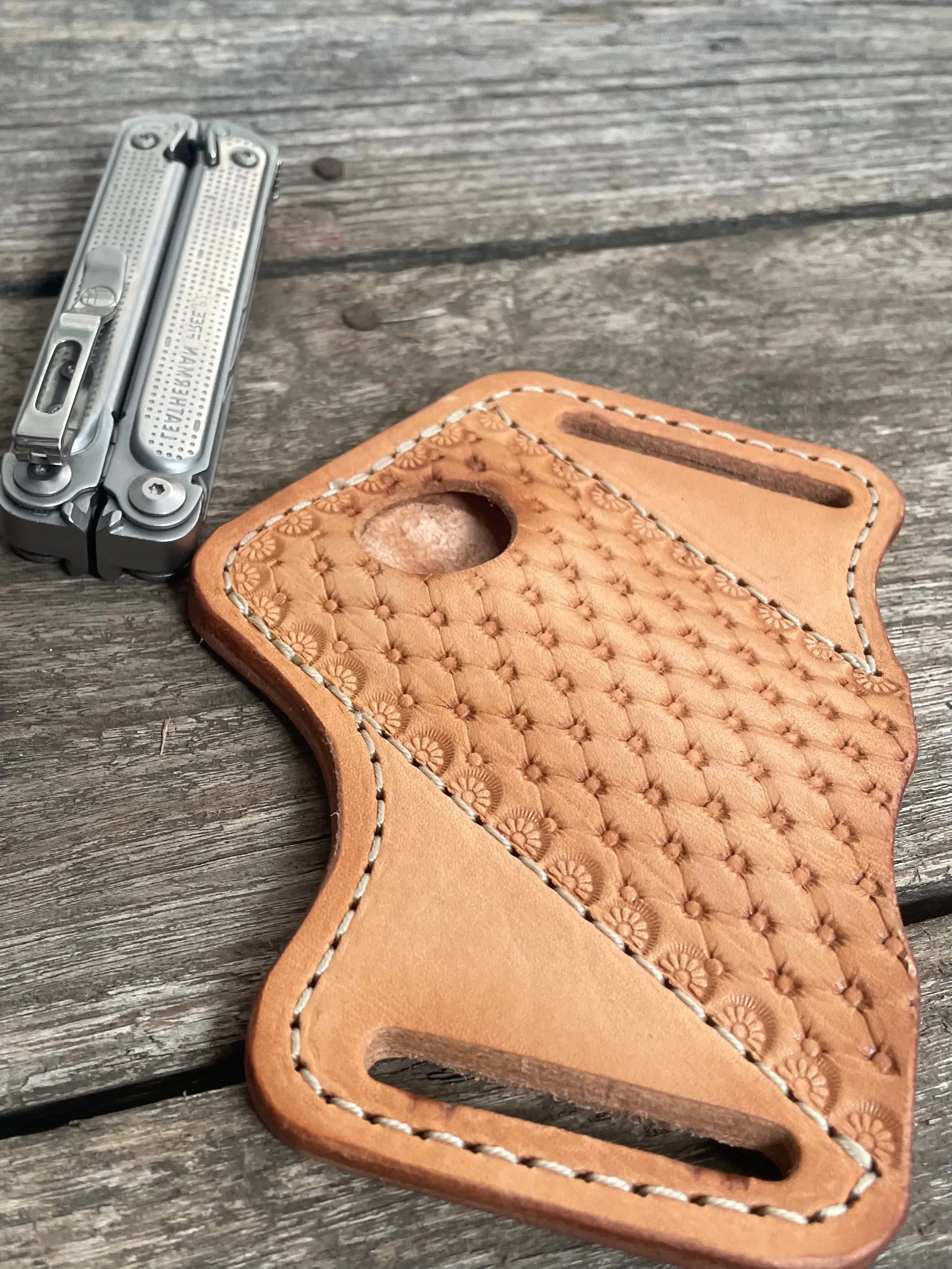 Leatherman sheath multi tool sheath Gerber sheath Leather Tool Organizer with slide up hole Made in USA