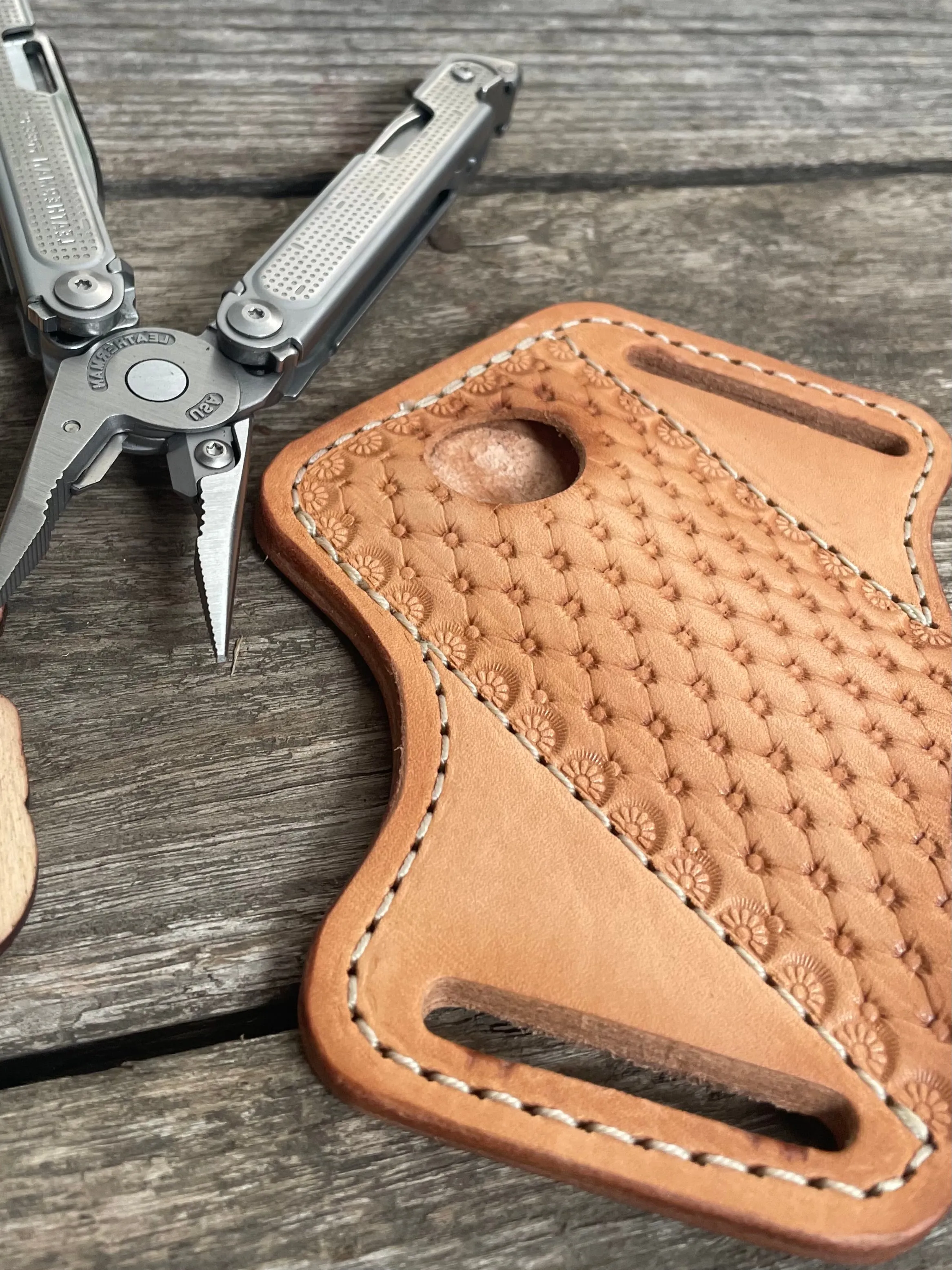 Leatherman sheath multi tool sheath Gerber sheath Leather Tool Organizer with slide up hole Made in USA