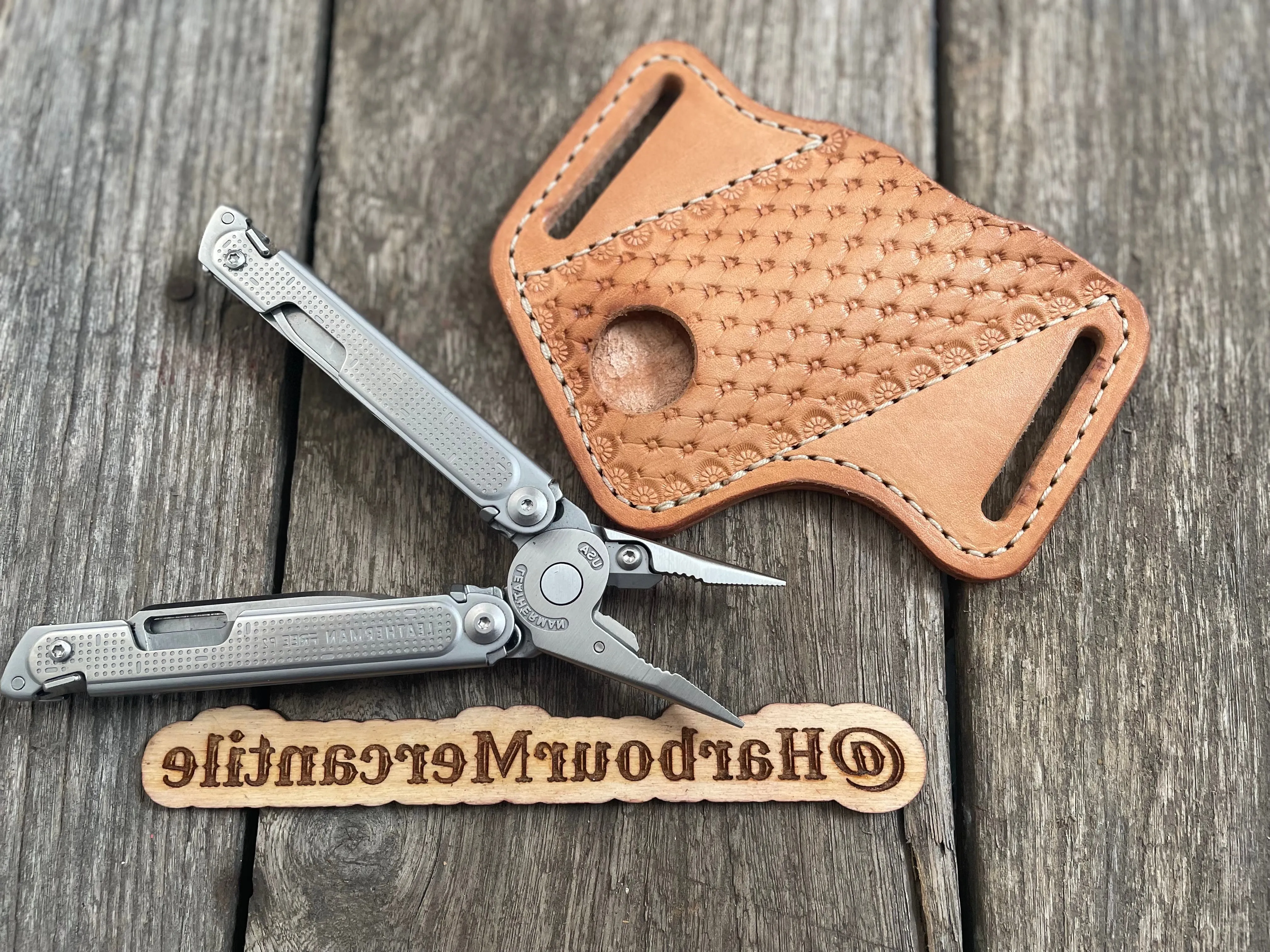 Leatherman sheath multi tool sheath Gerber sheath Leather Tool Organizer with slide up hole Made in USA