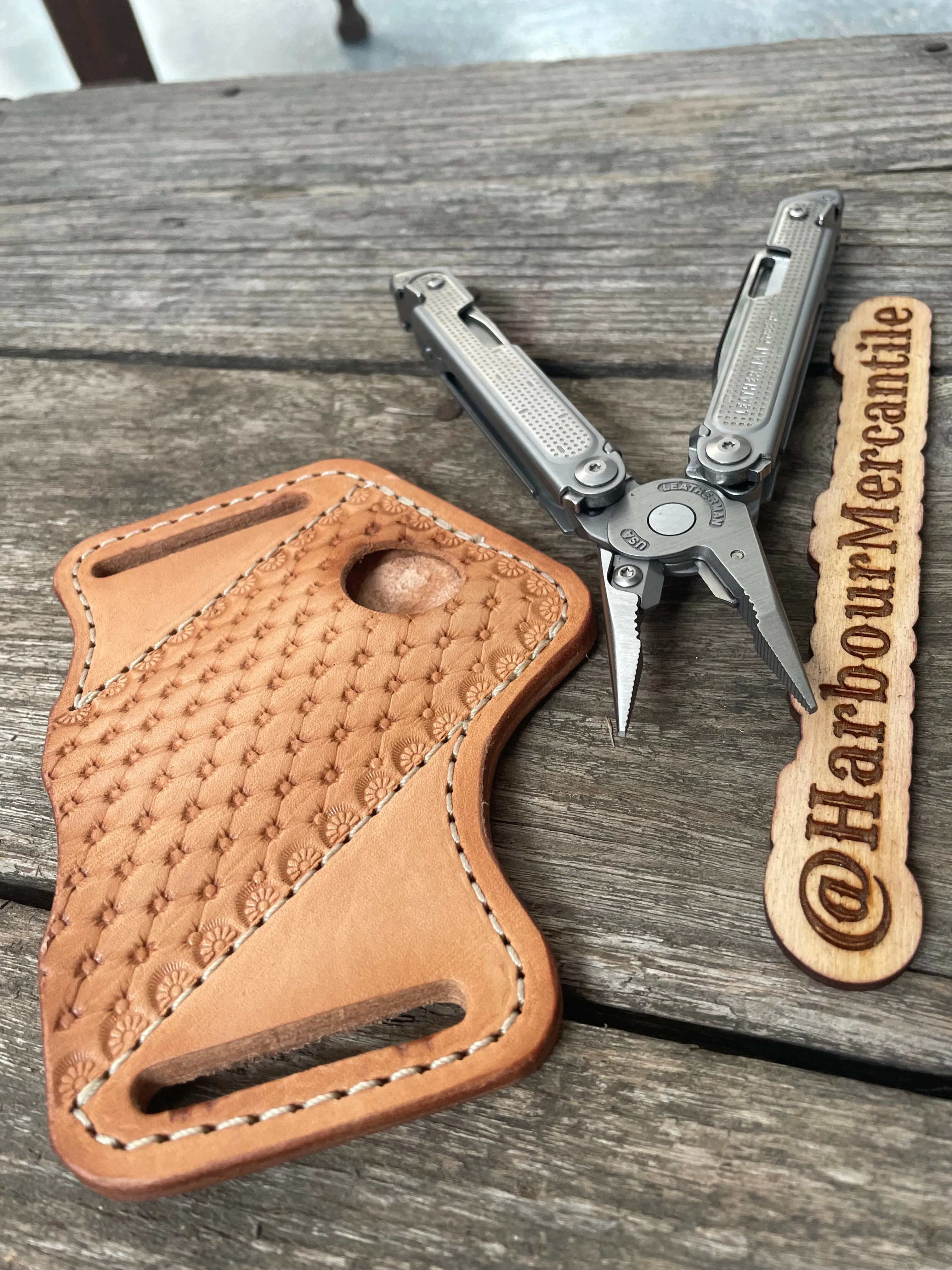Leatherman sheath multi tool sheath Gerber sheath Leather Tool Organizer with slide up hole Made in USA