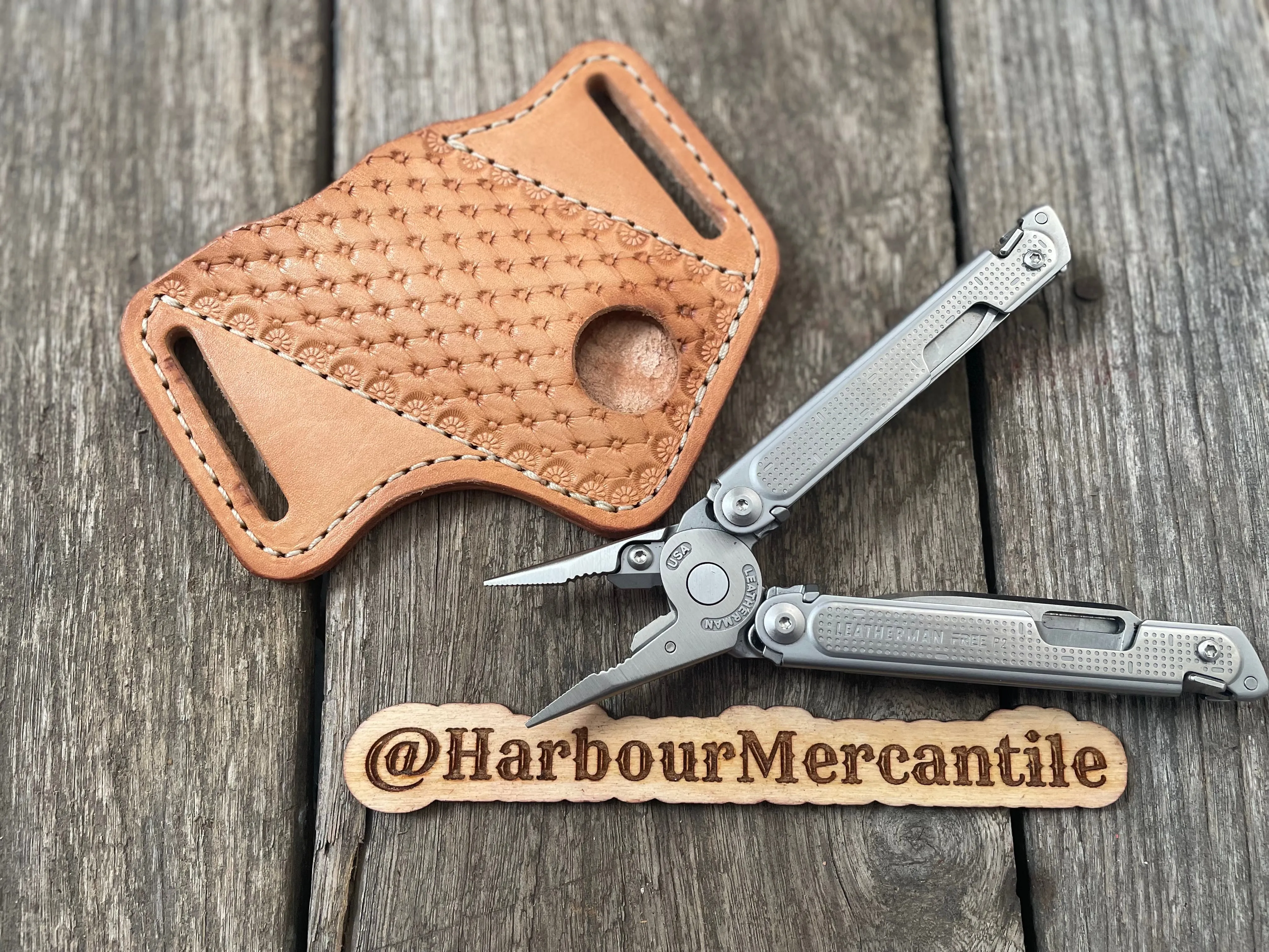 Leatherman sheath multi tool sheath Gerber sheath Leather Tool Organizer with slide up hole Made in USA