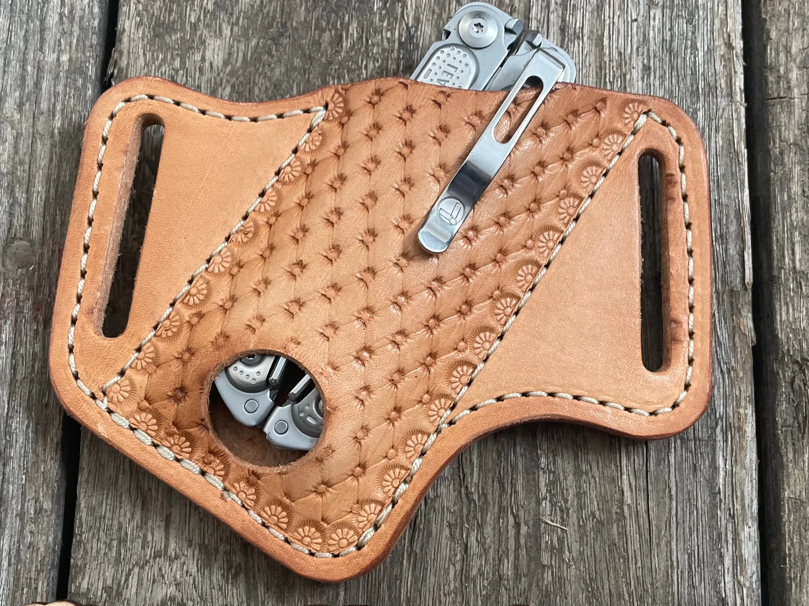 Leatherman sheath multi tool sheath Gerber sheath Leather Tool Organizer with slide up hole Made in USA