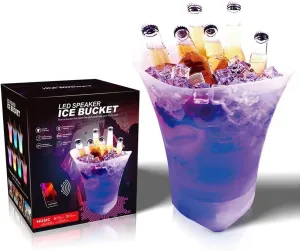 LED Bluetooth Speaker Cooler, Portable Ice Bucket with Lights