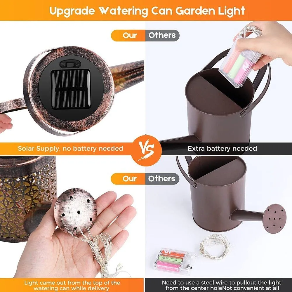 LED Solar Watering Can Light Hanging Kettle Lantern Light Outdoor Waterproof Villa Path Lawn Yard Garden Decoration Lamp