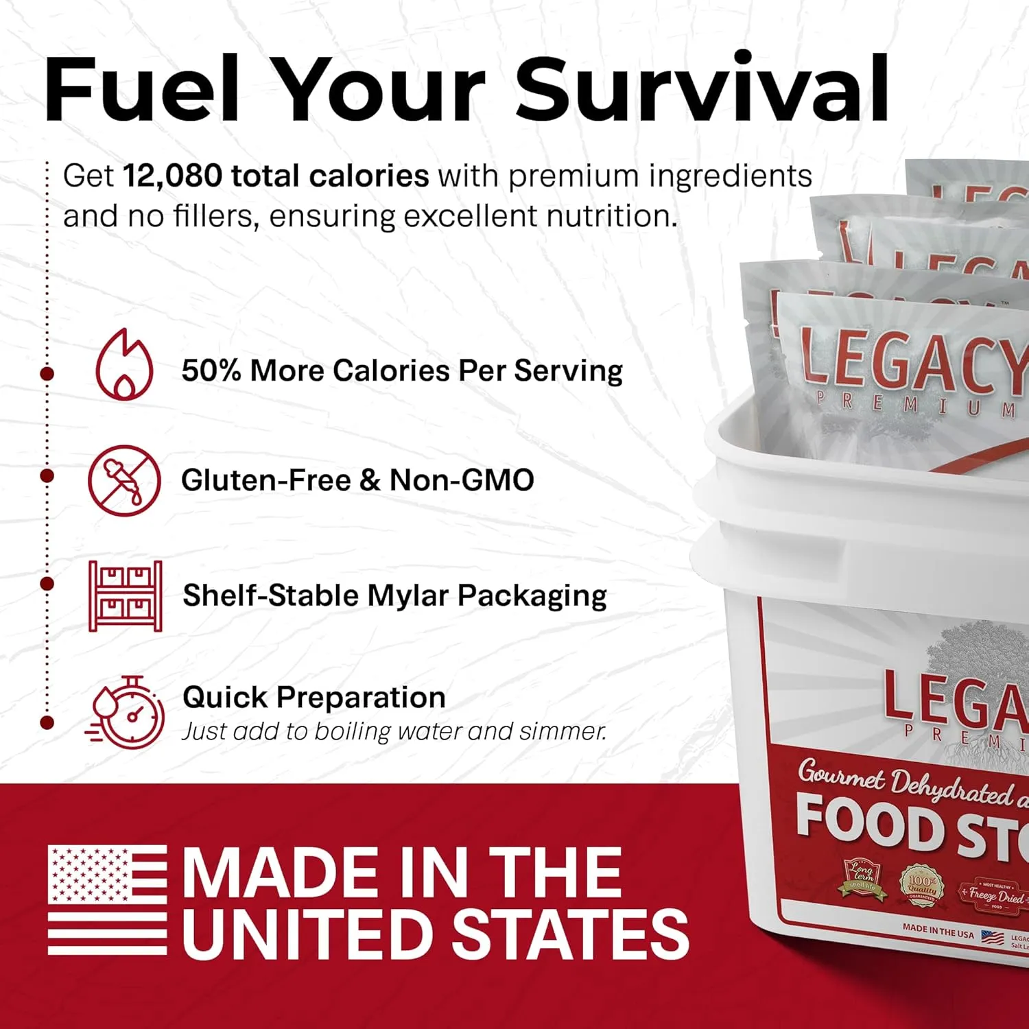 Legacy Food Storage Gluten Free 3 Day Kit, Emergency Food Supply, 12,080 Total Calories, 32 Large Servings, Shelf Stable, Freeze Dried Survival Meals for MRE Camping, Hiking, & Backpacking
