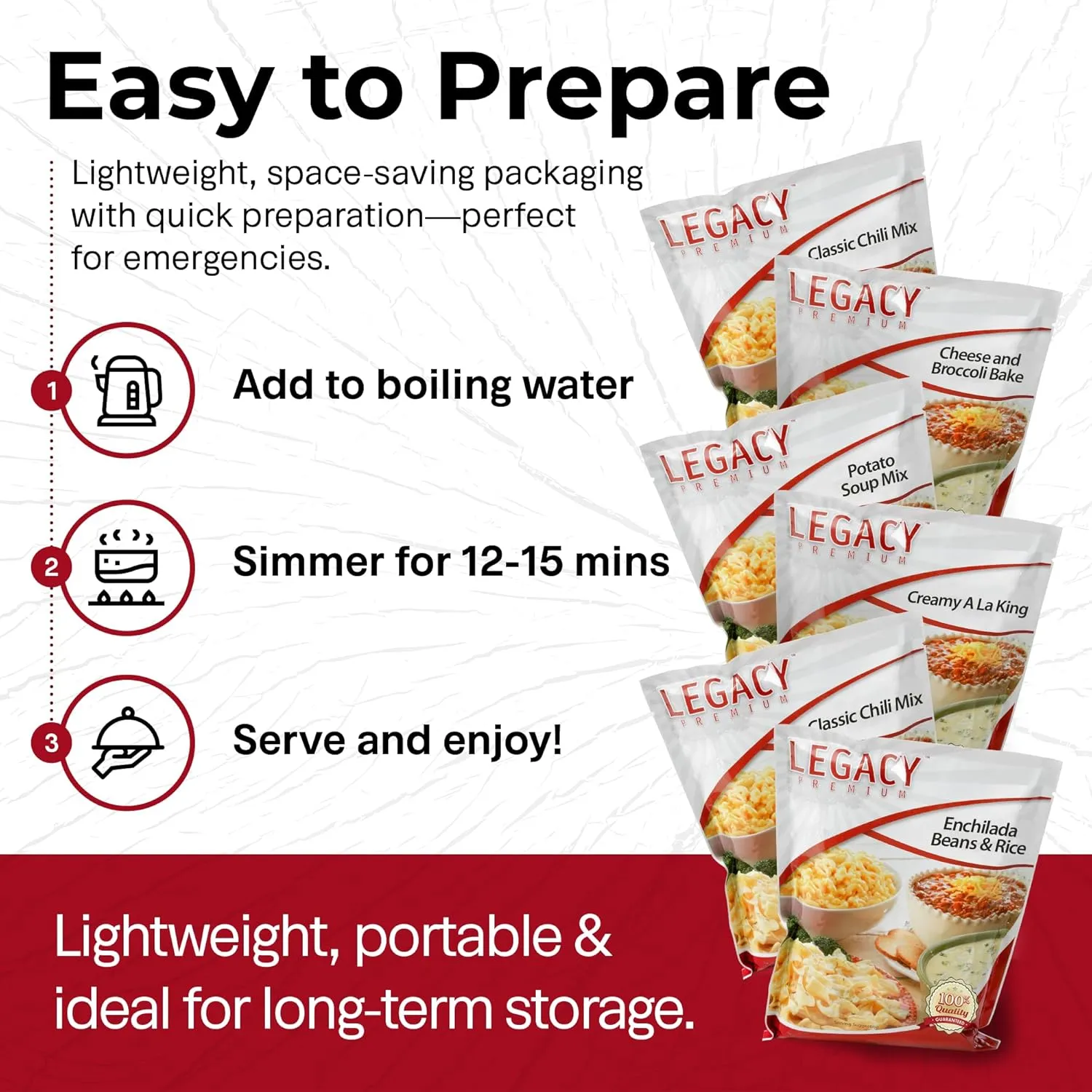 Legacy Food Storage Gluten Free 3 Day Kit, Emergency Food Supply, 12,080 Total Calories, 32 Large Servings, Shelf Stable, Freeze Dried Survival Meals for MRE Camping, Hiking, & Backpacking
