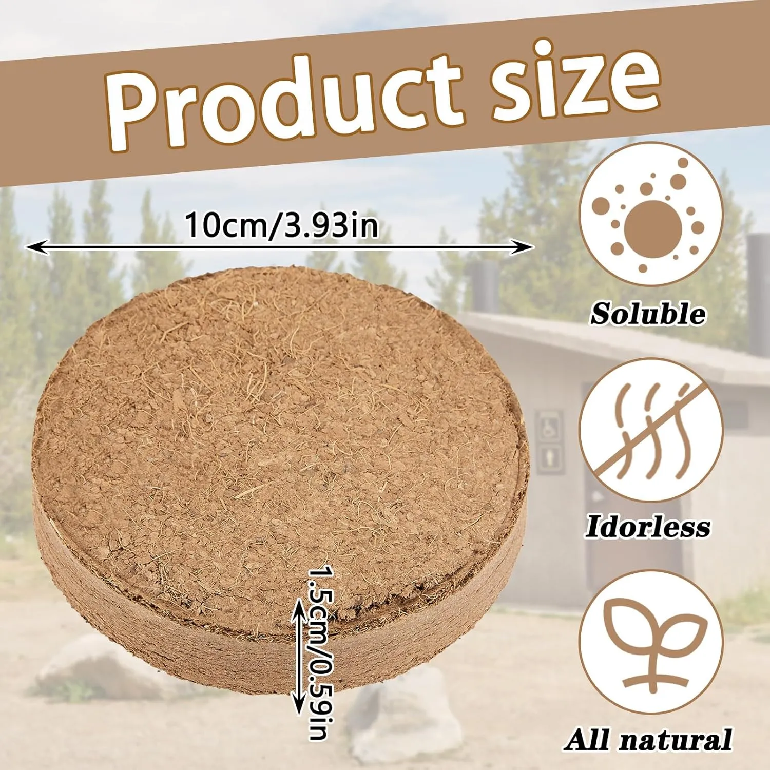 LEIFIDE Composting Toilet Coconut Coir Disks Coir Soil Disc for Organic Composting Toilet Indoor Outdoor Use, 3.94 x 0.59 Inches(24 Pcs)