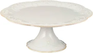 Lenox French Perle Pedestal Cake Plate, Medium, White -