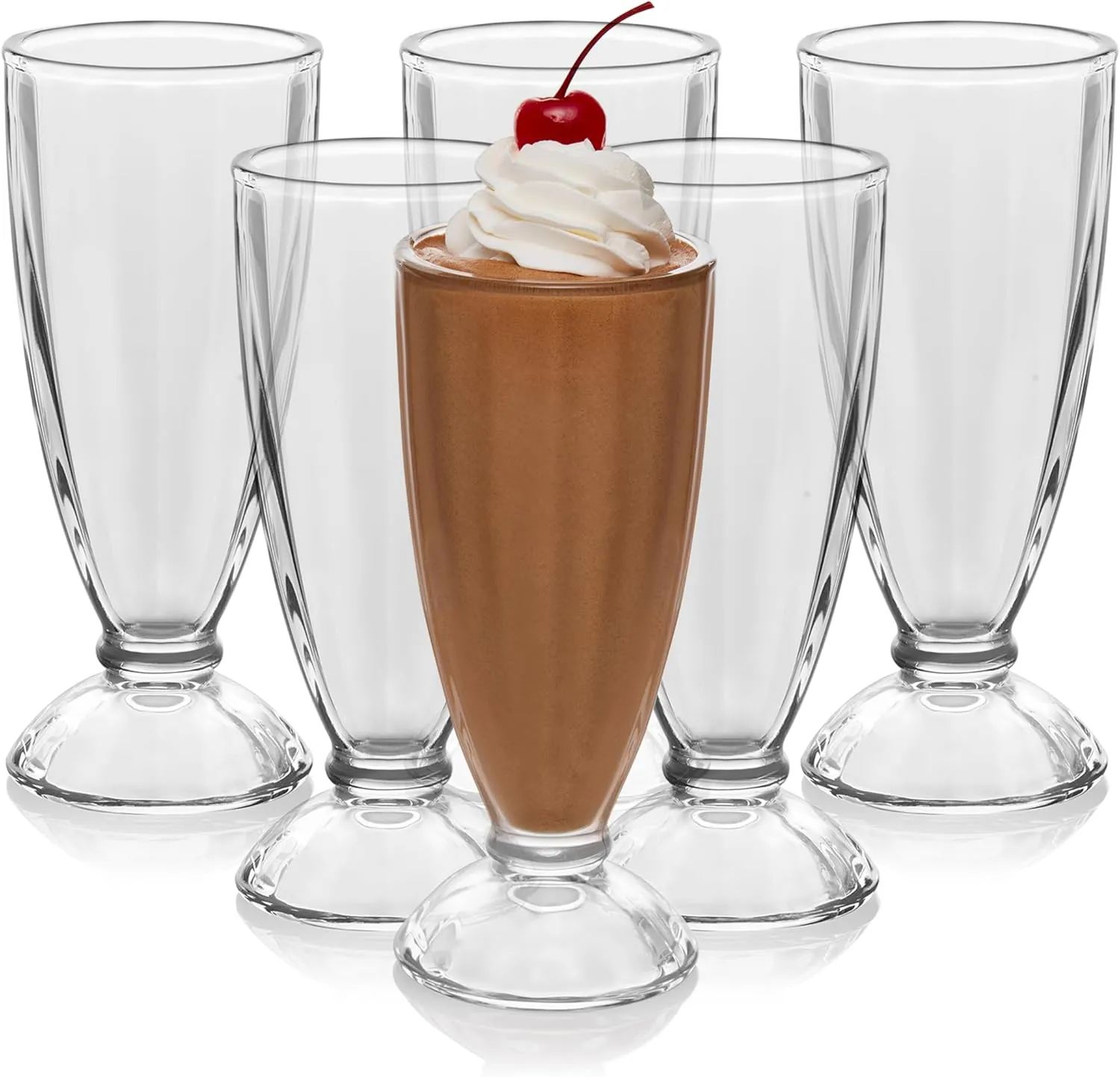 Libbey Fountain Shoppe Milkshake Glasses - Classic Old Fashioned Rootbeer Float Glasses Set of 6 - Tall for Ice Cream Sundaes,Smoothies & More