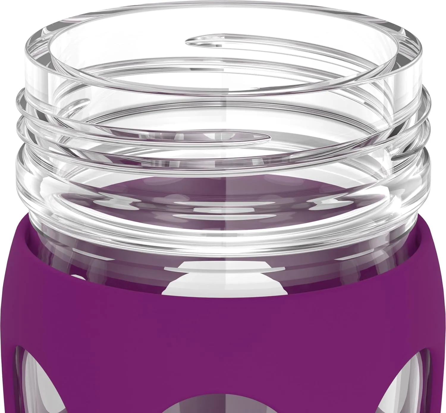 Lifefactory 16-Ounce Glass Water Bottle with Pivot Straw Cap and Protective Silicone Sleeve, Plum