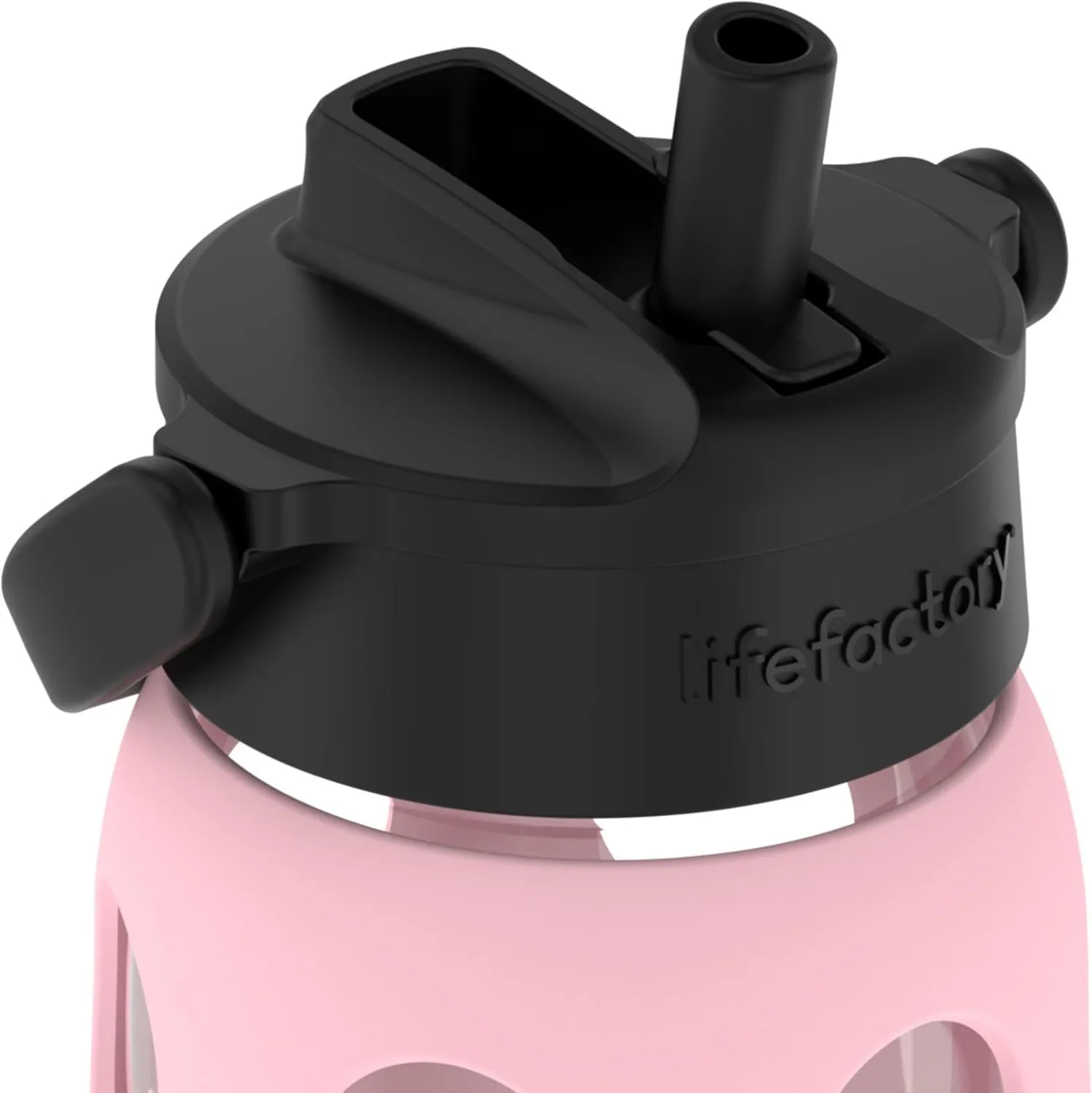 Lifefactory 22-Ounce Glass Water Bottle with Pivot Straw Cap and Protective Silicone Sleeve, Desert Rose