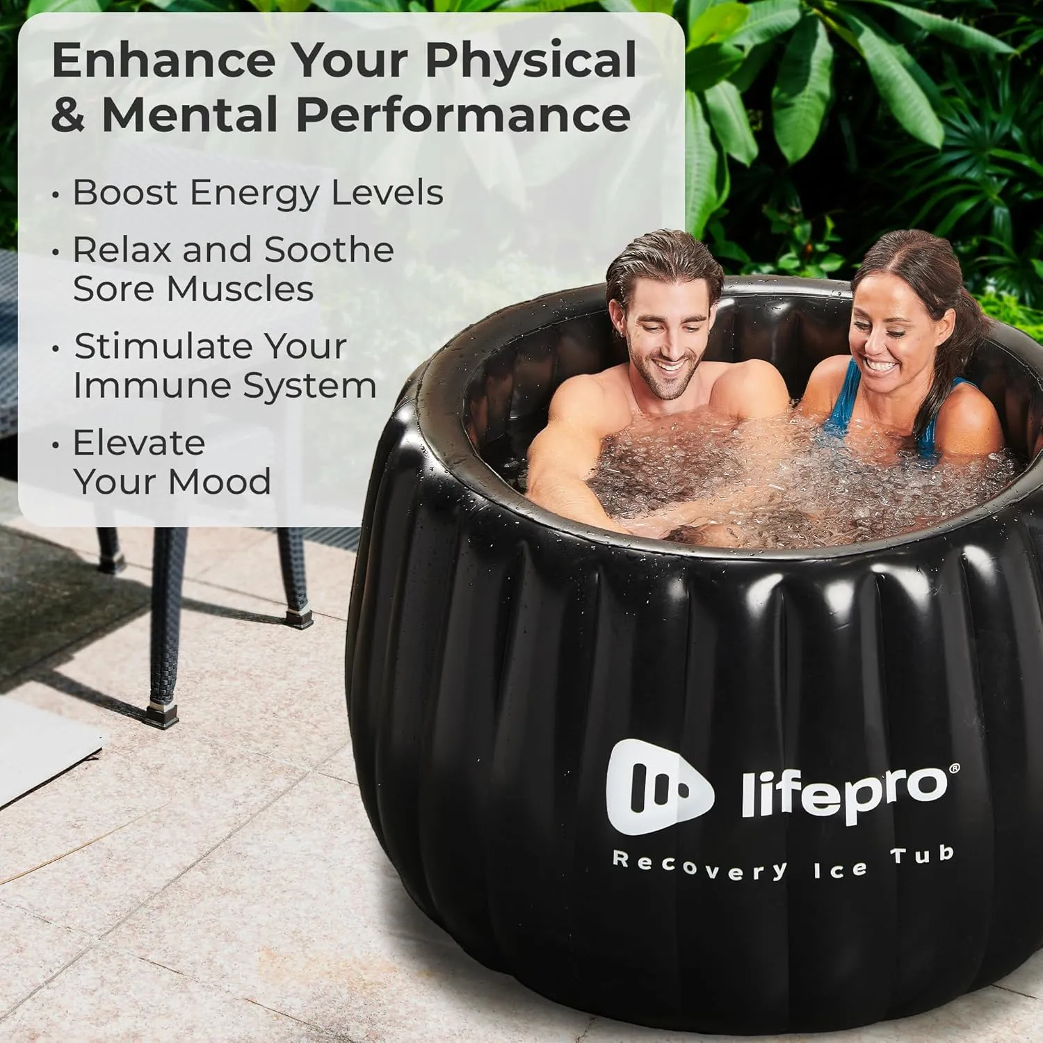 Lifepro 2-Person Portable Ice Bath Tub for Athletes XL - Self-Inflatable Ice Bath Tub for Adults- Foldable Ice Pod Cold Plunge Tub for Outdoor Ice Bath - Durable Ice Plunge Tub for Ice Baths at Home