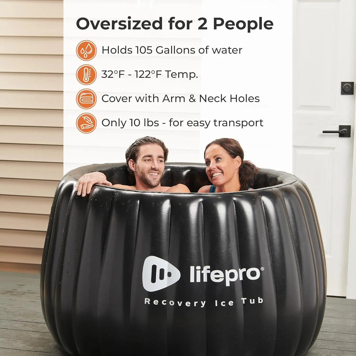 Lifepro 2-Person Portable Ice Bath Tub for Athletes XL - Self-Inflatable Ice Bath Tub for Adults- Foldable Ice Pod Cold Plunge Tub for Outdoor Ice Bath - Durable Ice Plunge Tub for Ice Baths at Home