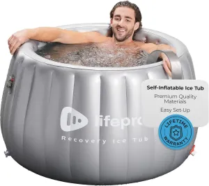 LifePro 2-Person Portable Ice Bath Tub - Self-Inflatable Cold Plunge Tub for Adults - Gray Square Ice Bath Tub