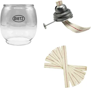 Light of Mine - Dietz #2500 Jupiter/#90 D-Lite Oil Lantern Replacement Kit Including Globe, Burner, and 100% Cotton 7/8" Wick Strips (Jupiter/D-Lite)