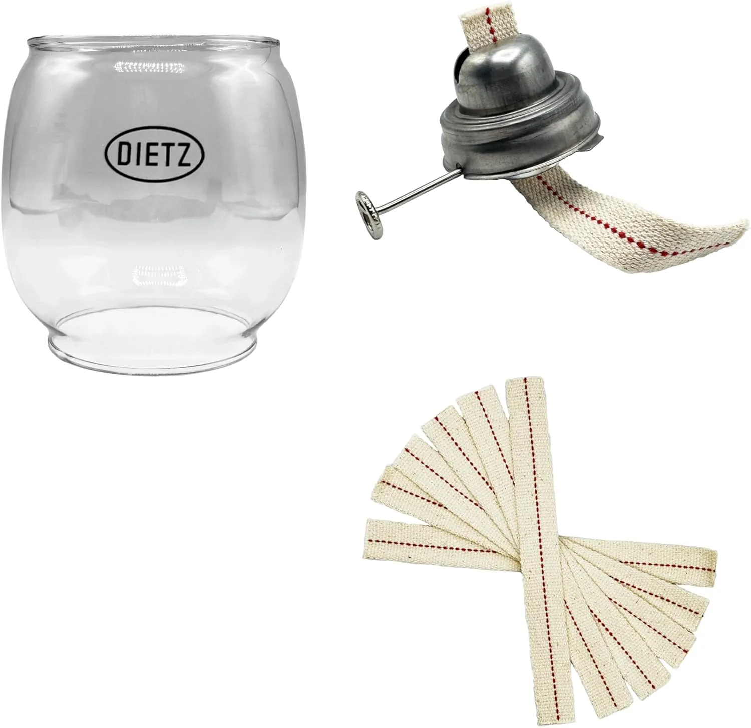 Light of Mine - Dietz #2500 Jupiter/#90 D-Lite Oil Lantern Replacement Kit Including Globe, Burner, and 100% Cotton 7/8" Wick Strips (Jupiter/D-Lite)