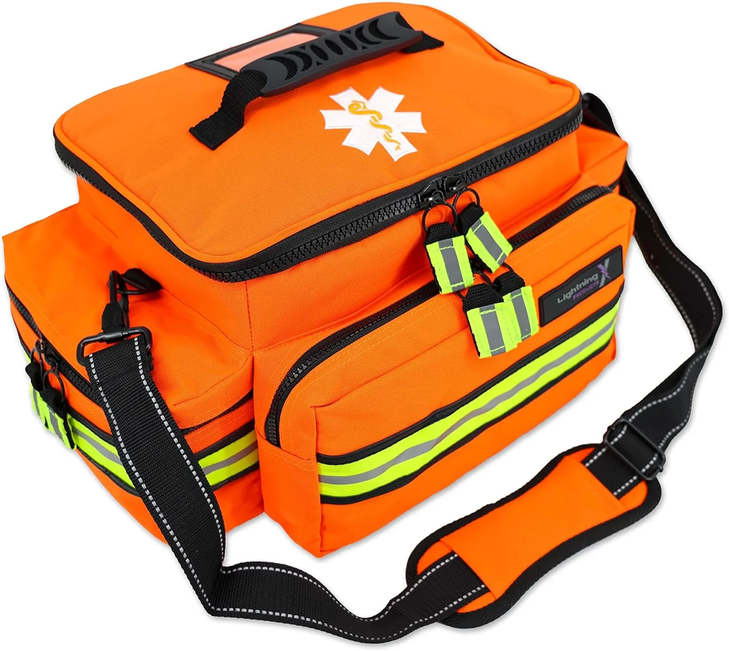 Lightning X Mid-Sized First Responder EMT Bag | LXMB25 | Fully Stocked w/ 248  First Aid Supplies   Trauma Pak w/C.A.T. Tourniquet & QuikClot - Orange