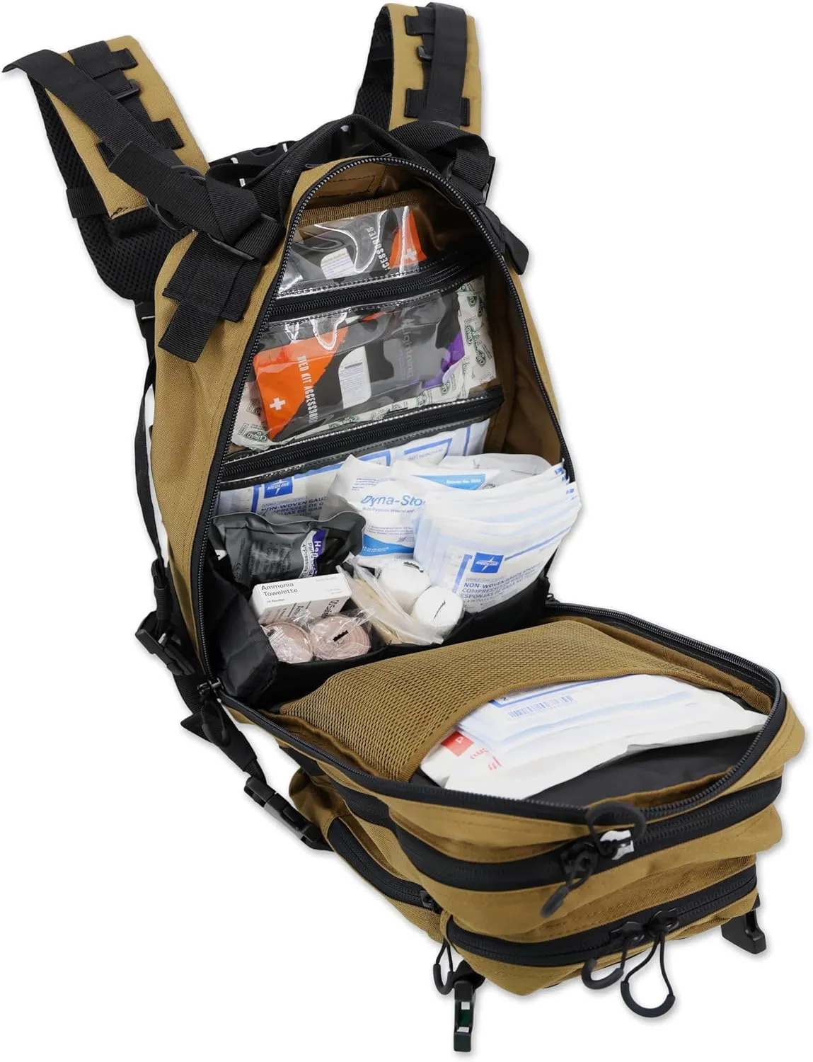 Lightning X Stocked EMS/EMT Trauma & Bleeding First Aid Responder Medical Backpack   Kit - TAN